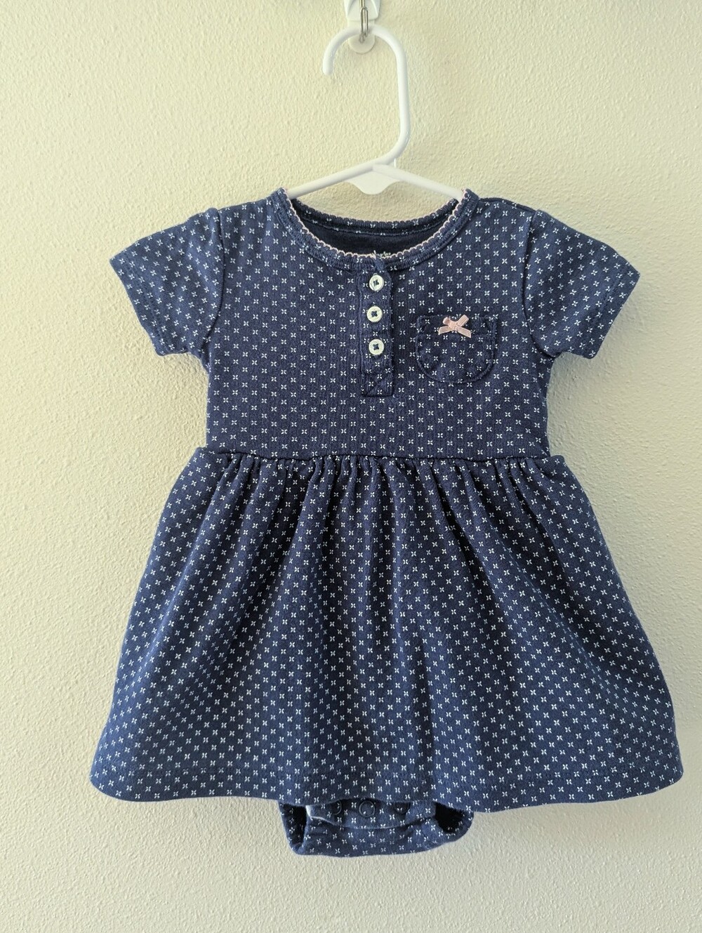 Blue & White Patterned Romper Dress